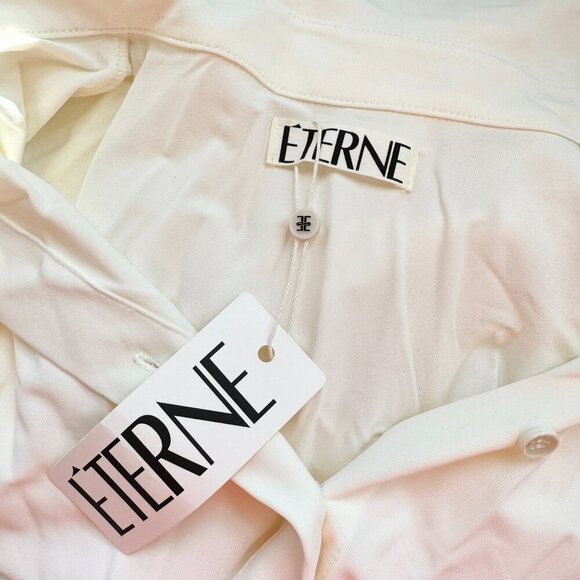 NWT Eterne Sloane Mini Jersey Shirt Dress Long Sleeve Matte Jersey Cream Small - Picture 4 of 8